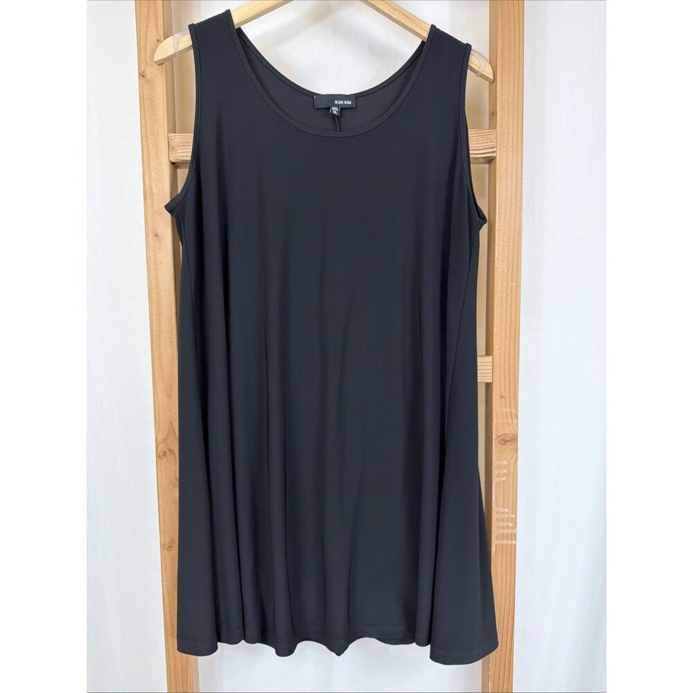 NWT Sun Kim Comfy USA Black Sleeveless Tunic Tank Dress #1400 Size XL